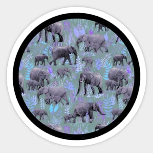 Sweet Elephants in Purple and Grey Sticker